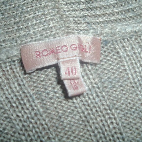 ROMEO GIGLI ITALY SHAWL LINEN knit CARDIGAN Sweater M L i40 tan taupe - Picture 5 of 5